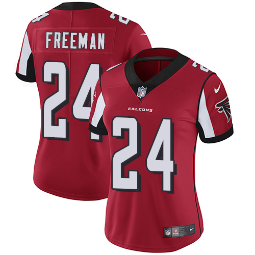 Nike Falcons #24 Devonta Freeman Red Team Color Women's Stitched NFL Vapor Untouchable Limited Jersey - Click Image to Close
